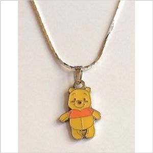 Silver Winnie The Pooh Necklace Disney 18" Pendant Vintage Charms Signed
